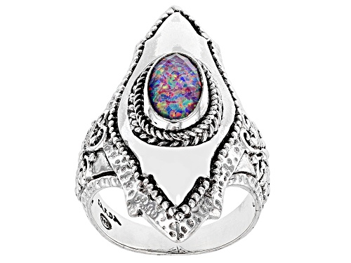 Artisan Collection of Bali™ 1.28ct Lavender Lab Created Opal Quartz Doublet Silver Ring - Size 8