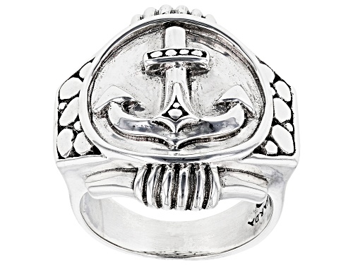 Artisan Collection of Bali™ Silver "Anchor To My Soul" Watermark Mens Ring - Size 8