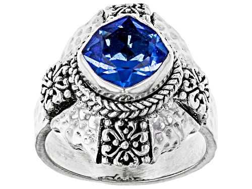 Photo of Artisan Collection of Bali™ 1.70ct Lab Created Blue Quartz Sterling Silver Ring - Size 6