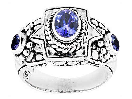 Artisan Collection of Bali™ .70ctw Oval & Round Tanzanite Sterling Silver Ring - Size 8