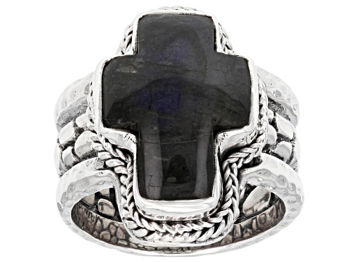 Photo of Artisan Collection of Bali™ 16x12mm Labradorite Silver Watermark Ring - Size 7