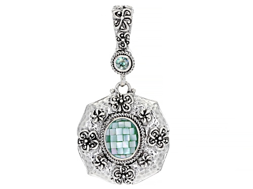 Photo of Artisan Collection of Bali™ Mosaic Mother-of-Pearl & .30ct Bali Crush™ Topaz Silver Pendant