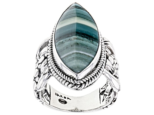 Photo of Artisan Collection of Bali™ 28x11mm Green Opal Sterling Silver Bamboo Ring - Size 8
