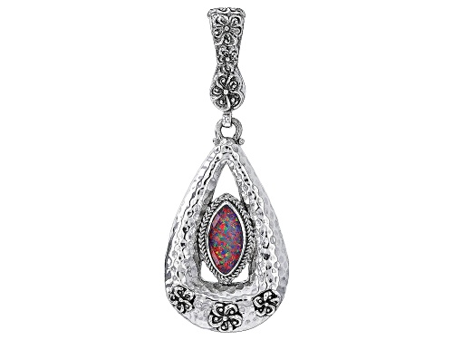 Photo of Artisan Collection of Bali™ 2.21ct Red Ember Lab Created Opal Quartz Doublet Silver Pendant