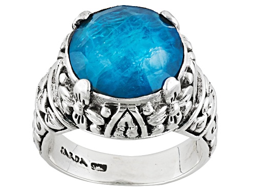 Artisan Gem Collection Of Bali™ Neon Apatite Mother Of Pearl Triplet Sterling Silver Ring - Size 11