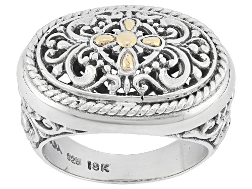 Artisan Gem Collection Of Bali™ Silver And 18k Gold Over Silver Accent Two-Tone Filigree Ring - Size 7