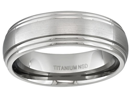 6mm Brushed Titanium With Polished Double Edge Comfort Fit Men's Band - Size 6.5