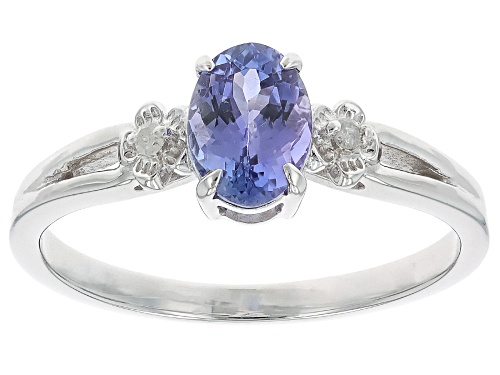 0.68ct Tanzanite with White Diamond Accent Rhodium Over Sterling Silver Ring - Size 6