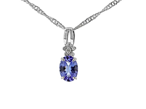 0.68ct Tanzanite with White Diamond Accent Rhodium Over Sterling Silver Pendant with Chain