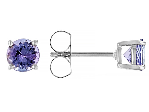 1.12ctw Tanzanite Rhodium Over 10k White Gold Stud Earrings