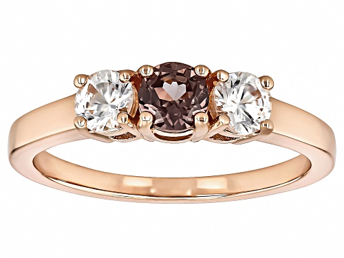 0.42ct Color Change Garnet With 0.70ctw White Zircon 18k Rose Gold Over Sterling Silver Ring - Size 8