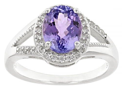 1.50ct Tanzanite With 0.21ctw White Zircon Rhodium Over Sterling Silver Ring - Size 7