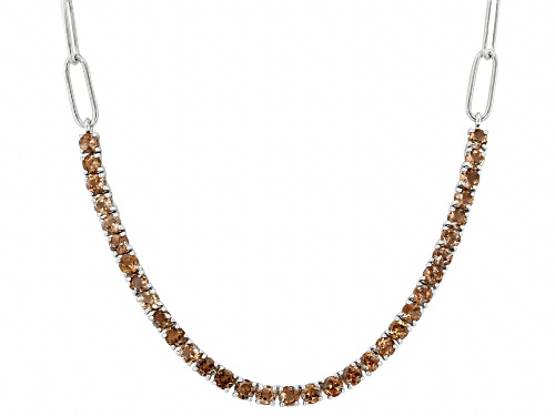 3.09ctw Round Andalusite Rhodium Over Sterling Silver Paperclip Necklace - Size 18