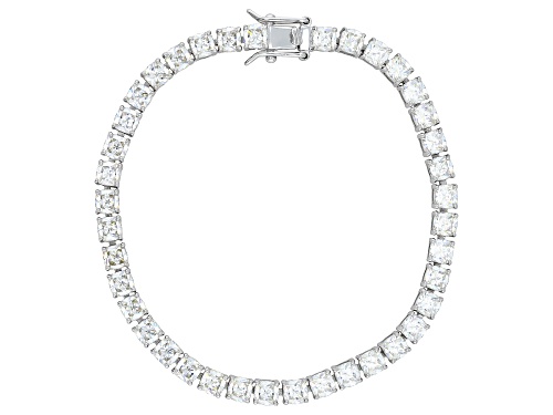 16.08ctw Square Cushion Strontium Titanate Rhodium Over Sterling Silver Tennis Bracelet - Size 7.25