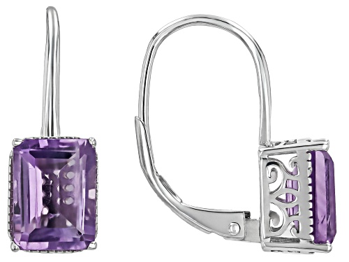 2.50ctw Rectangular Octagonal Brazilian Amethyst Rhodium Over Sterling Silver Earrings