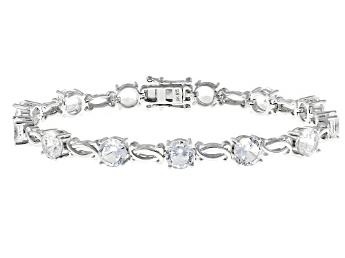 16.35ctw Round Lab Created White Sapphire Rhodium Over Sterling Silver Bracelet - Size 7.75