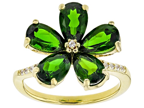 3.61ctw Chrome Diopside With 0.08ctwWhite Zircon 18k Yellow Gold Over Sterling Silver Ring - Size 8