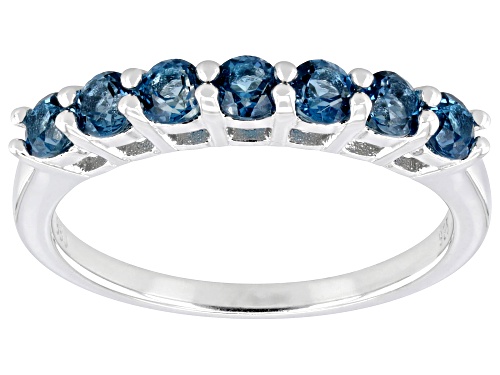 0.83ctw London Blue Topaz Rhodium Over Sterling Silver Band Ring - Size 6