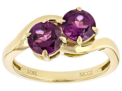 1.87ctw Grape Color Garnet 10k Yellow Gold Ring - Size 8