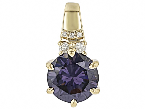 3.95ct Purple Strontium Titanate With 0.07ctw White Diamond 10k Yellow Gold Pendant