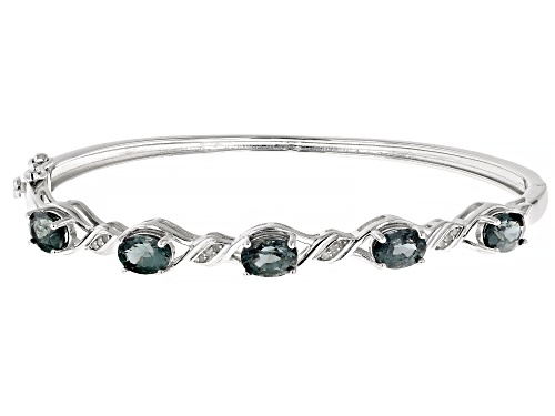 2.13ctw Platinum Spinel With 0.05ctw Diamond Rhodium Over Sterling Silver Bangle Bracelet - Size 7.25