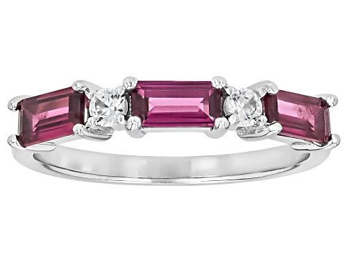 1.00ctw Rhodolite with 0.14ctw White Zircon Rhodium Over Sterling Silver Ring - Size 8