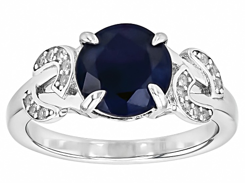 2.66ct Blue Sapphire With 0.12ctw Lab Created White Sapphire Rhodium Over Sterling Silver Ring - Size 10