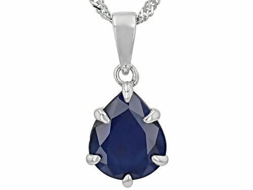 2.80ct Sapphire Rhodium Over Sterling Silver Solitaire Pendant with Chain