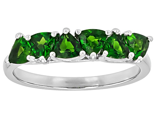 1.22ctw Trillion Chrome Diopside Rhodium Over Sterling Silver Band Ring - Size 6