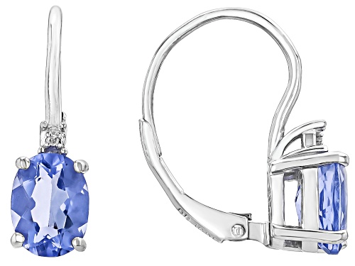 2.75ctw Oval Color Change Fluorite With .01ctw White Diamond Accent Rhodium Over Silver Earrings