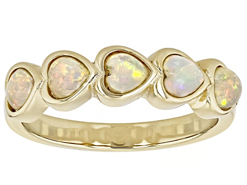 4mm Honey Color Ethiopian Opal 18k Yellow Gold Over Sterling Silver Ring - Size 8