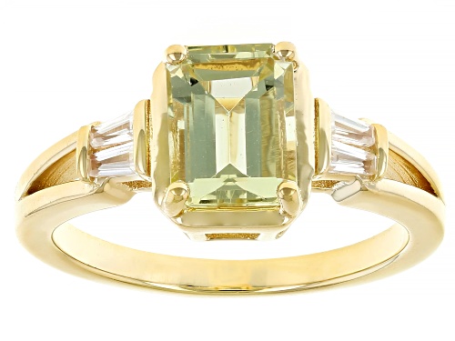 1.53ct Canary Yellow Apatite With 0.27ctw White Zircon 18k Yellow Gold Over Sterling Silver Ring - Size 10