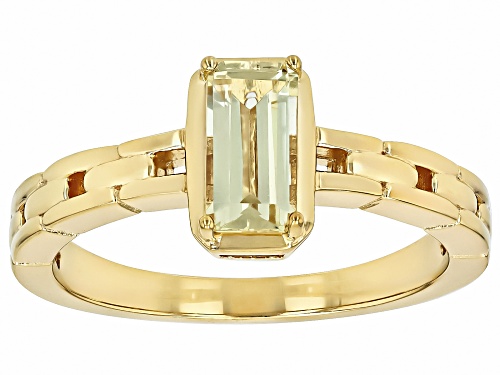 0.51ctw Rectangular Octagonal Canary Yellow Apatite 18k Gold Over Sterling Silver Solitaire Ring - Size 10