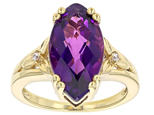 4.50ct African Amethyst With 0.03ctw White Zircon 18k Yellow Gold Over Sterling Silver Ring - Size 7