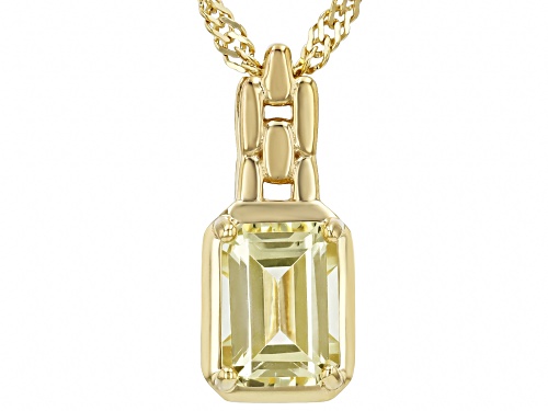 0.98ct Rectangular Octagonal Canary Apatite 18k Yellow Gold Over Sterling Silver Pendant With Chain