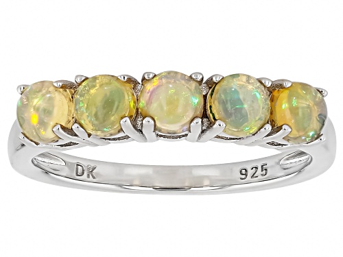 0.60ctw Honey Color Ethiopian Opal Rhodium Over Sterling Silver Ring - Size 7