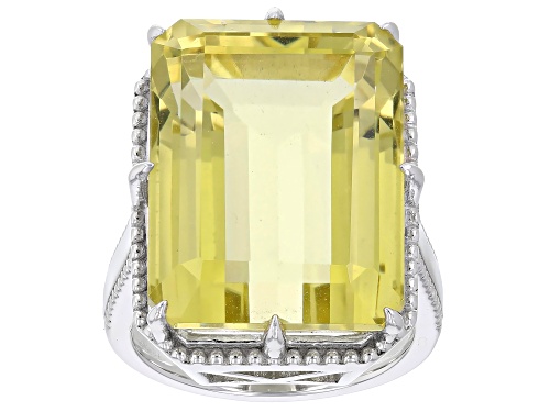 22.19ct Canary Quartz Rhodium Over Sterling Silver Ring - Size 6
