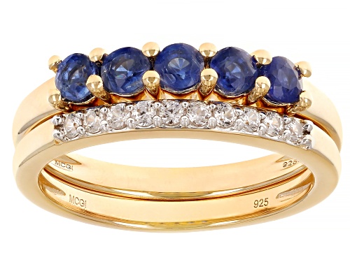 0.60ctw Blue Kyanite With 0.09ctw White Zircon 18k Yellow Gold Over Sterling Silver Ring - Size 7