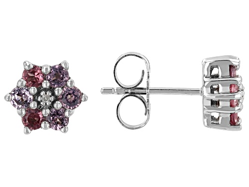 0.82ctw Multi Color Spinel With 0.01ctw Diamond Accent Rhodium Over Sterling Silver Stud Earrings