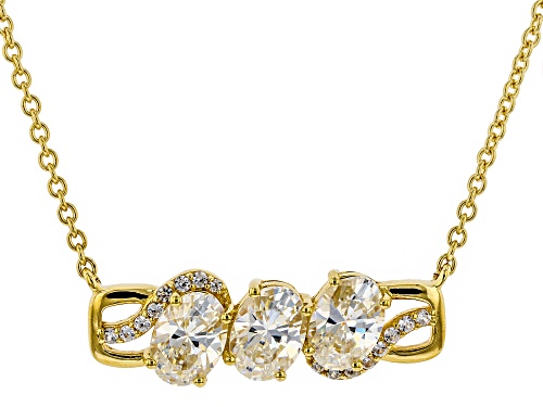 3.03ctw Strontium and .14ctw White Zircon 18K Yellow Gold Over Silver Necklace - Size 18