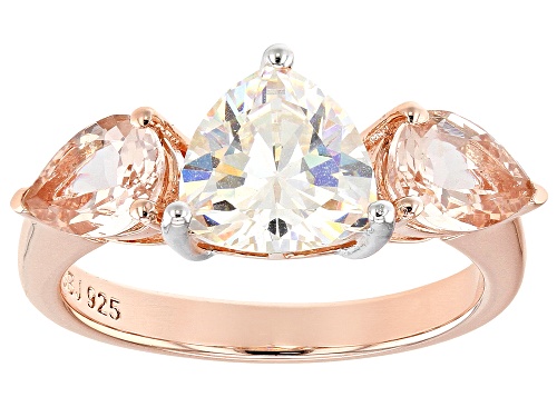 1.78ct Strontium and 1.62ctw Morganite 18K Rose Gold Over Silver Ring - Size 8