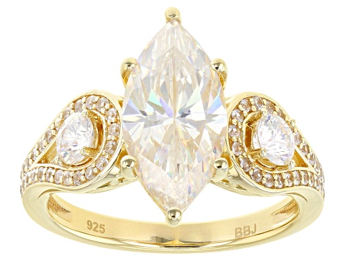 4.06ctw Strontium Titanate and .30ctw White Zircon 18K Yellow Gold Over Silver Ring - Size 8