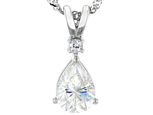 1.95ct Strontium Titanate and .10ct White Zircon Rhodium Over Silver Pendant and Singapore Chain
