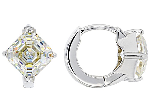 4.80ctw Octagonal Asscher Cut Strontium Titanate Rhodium Over Silver Earrings