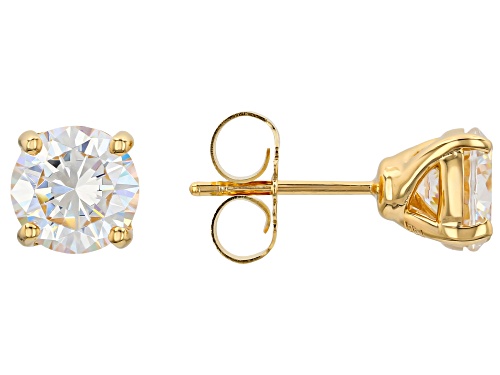 3.50ctw Round Strontium Titanate 18K Yellow Gold Over Silver Stud Earrings