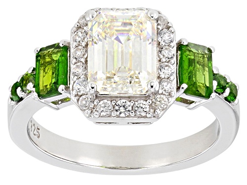 Photo of 2.10CT FABULITE STRONTIUM TITANATE WITH CHROME DIOPSIDE & WHITE ZIRCON RHODIUM OVER SILVER RING - Size 6