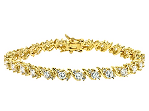 8.75ctw Strontium Titanate and .85ctw White Zircon 18K Yellow Gold Over Silver Bracelet - Size 7.25