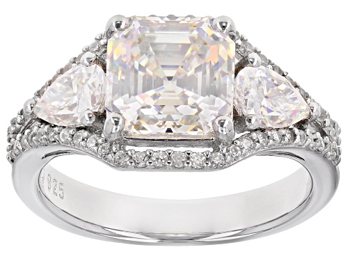 Photo of 4.15ctw Asscher Cut & Pear Shape Strontium Titanate with Zircon Silver Ring - Size 5