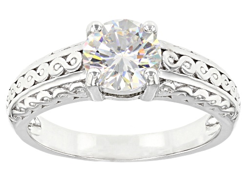 1.75ct Round Strontium Titanate Rhodium Over Sterling Silver Ring - Size 8