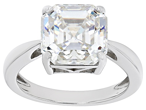 Photo of 6.25ct Asscher Cut Strontium Titanate Rhodium Over Silver Ring - Size 9